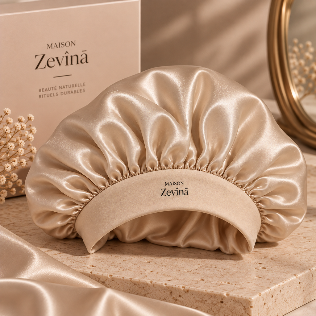 Bonnet en satin Zevîna beige