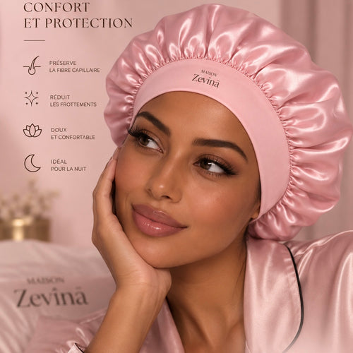 Bonnet en satin Zevîna rose