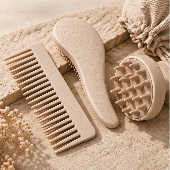 Set Rituel Cuir Chevelu Zevîna - peigne, brosse et masseur